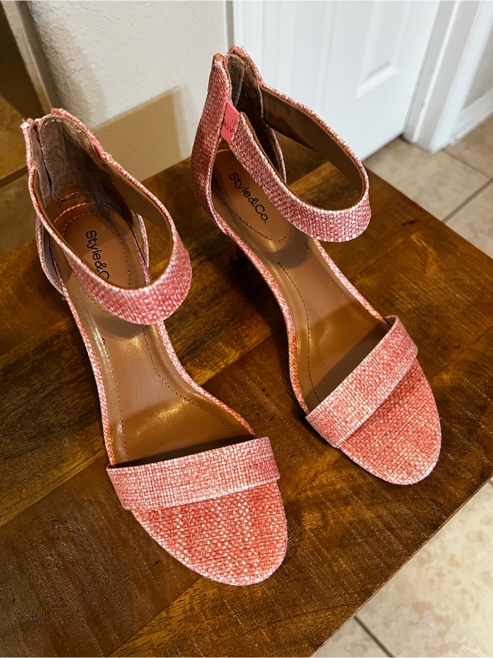 Style & Co. Coral Open-Toe Ankle Strap Heels
